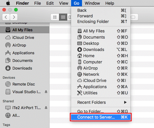 Network drive setting for MAC OS