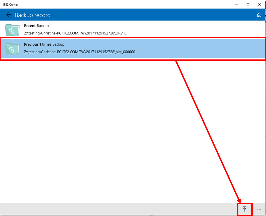 ITE2 Center backup process