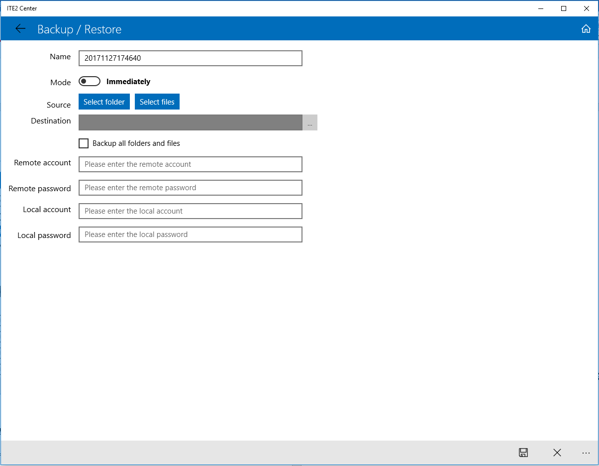 ITE2 Center backup process