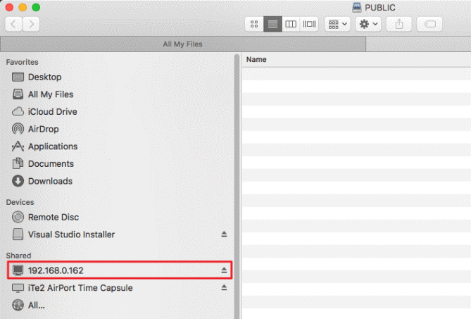 Network drive setting for MAC OS