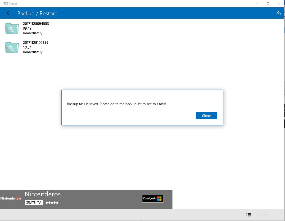 ITE2 Center backup process