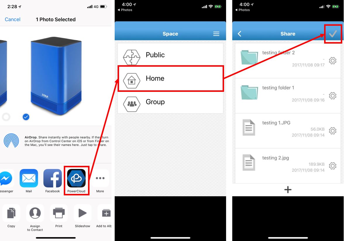 PowerCloud social media Sharing function