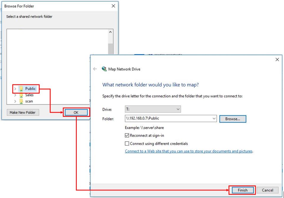 Network drive setting for NAS file folder