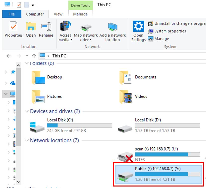 Network drive setting for NAS file folder