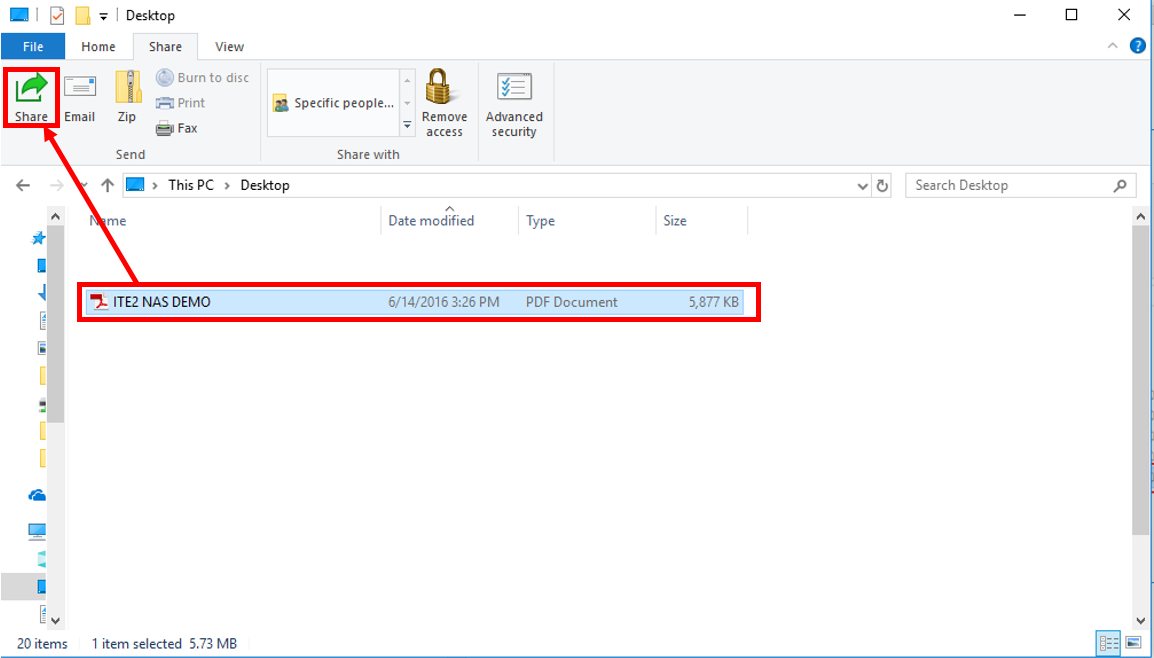 ITE2 Center file sharing process