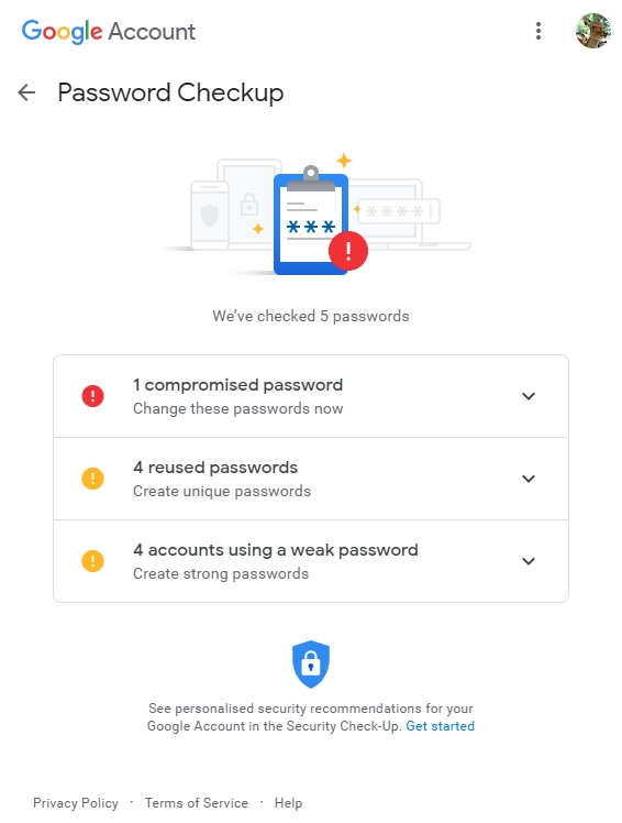 The Security basics of Social media: Password Checkup tool