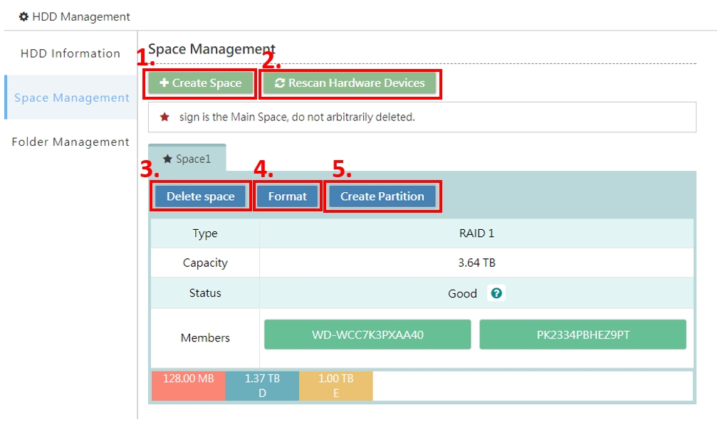 HDD Management - Space Management