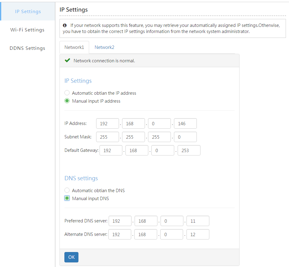 Manual input IP address