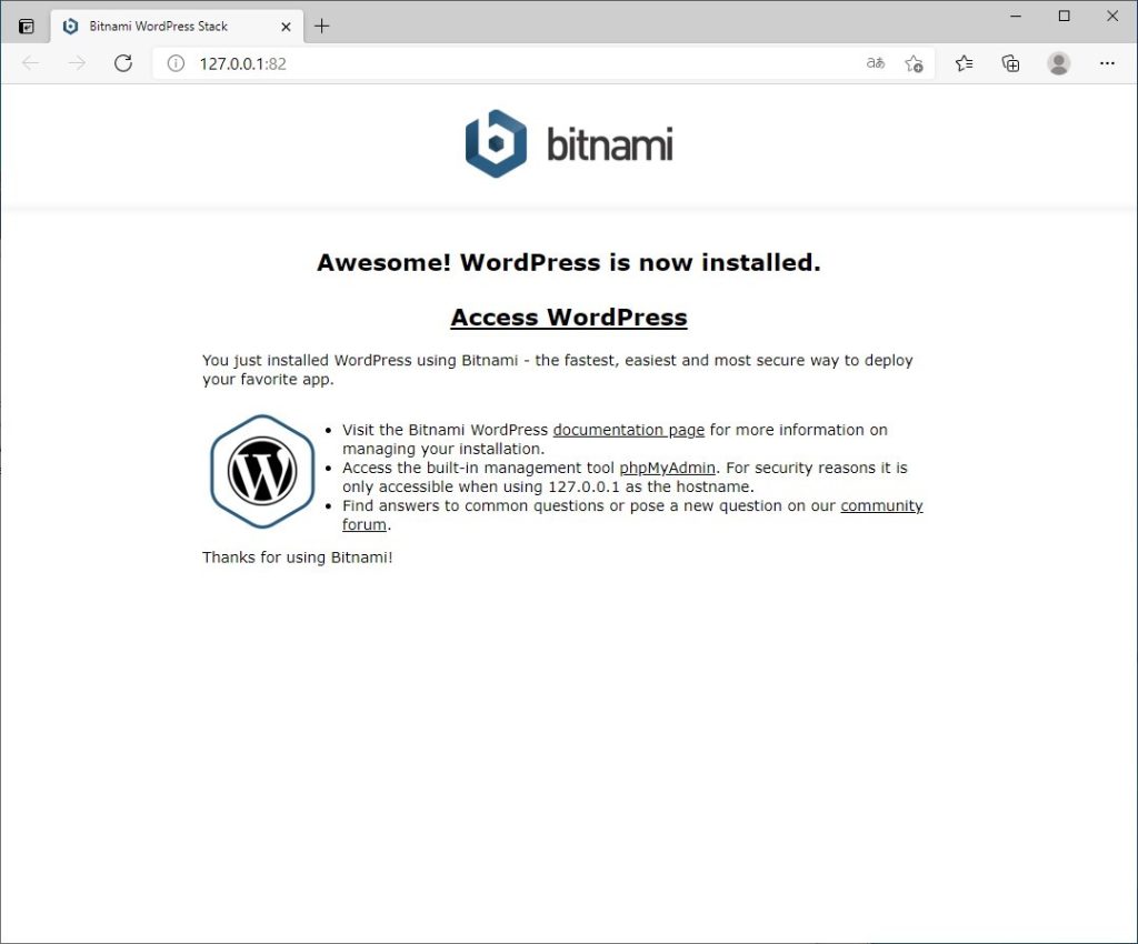 頁面開啟後，點選中央Access WordPress 連結即可跳出 WordPress 頁面