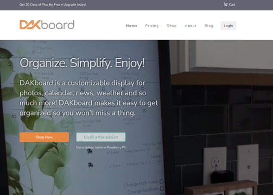 前往 Dakboard 官網